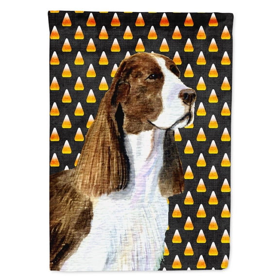 Springer Spaniel Candy Corn Halloween Portrait Garden Flag