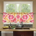 thumbnail image 4 of Yayeee Kitchen Curtains Tier Set of 2 Light Filtering 57"x24" Over Sink Window Panels, Pink Grapefruit Slices, 4 of 7