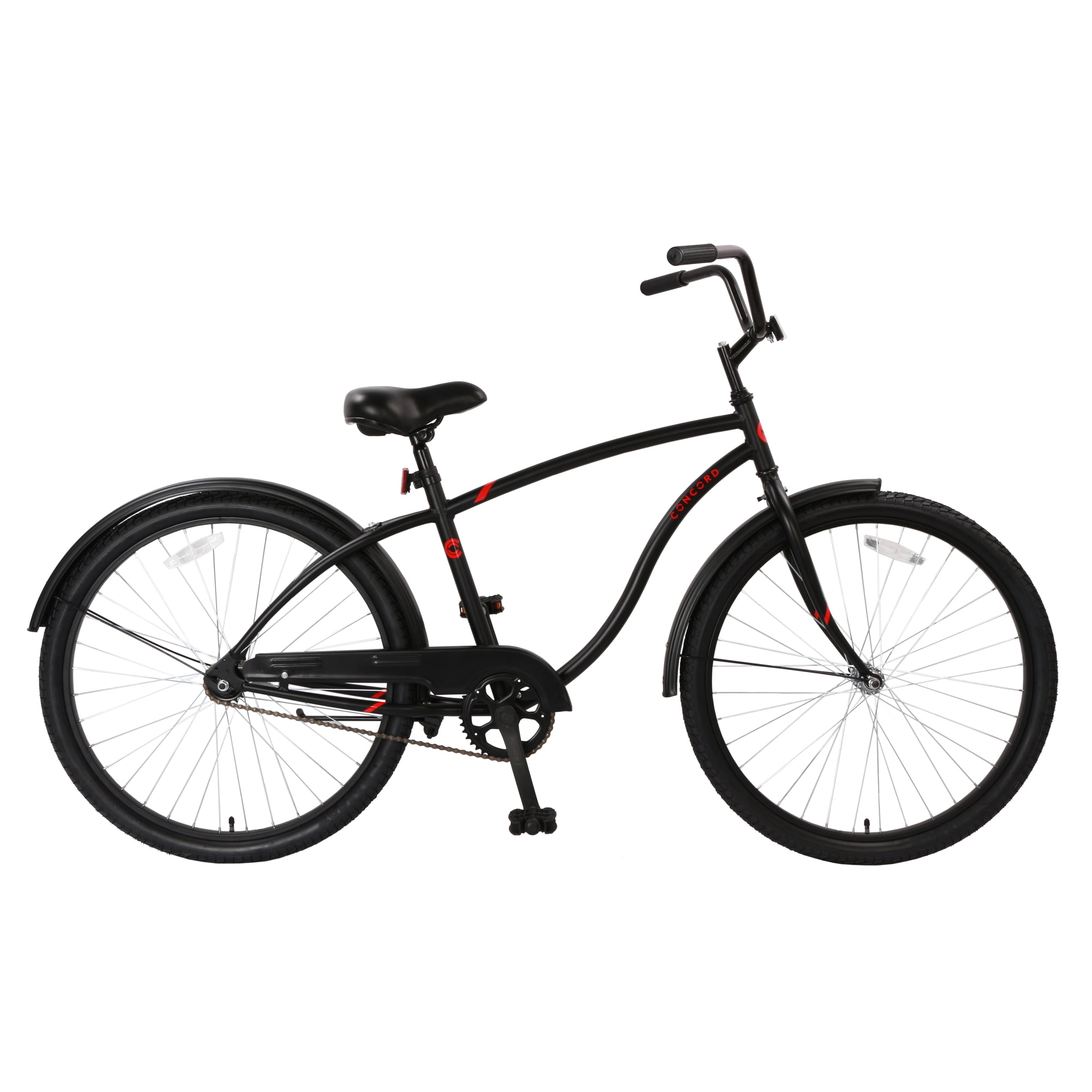 Concord Pacifica 26 in Cruiser Bicycle, Fits Riders 5 ft 2 in - 5 ft 10 in+, Adult, Unisex, Black