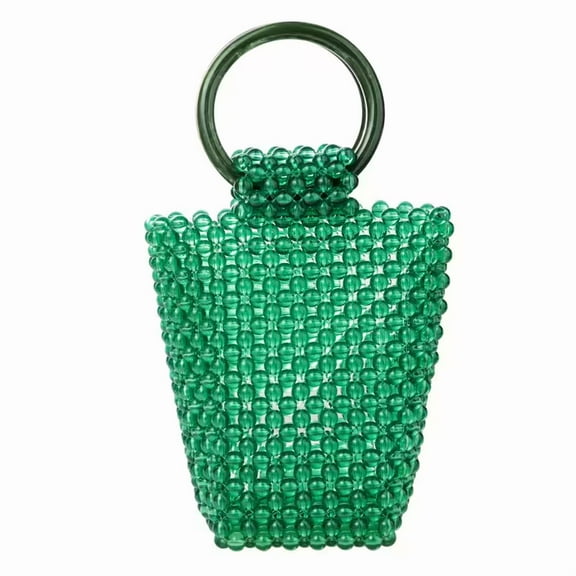 YIFEI Transparent Acrylic Beaded Clutch Top-Handle Evening Bag for Wedding Party