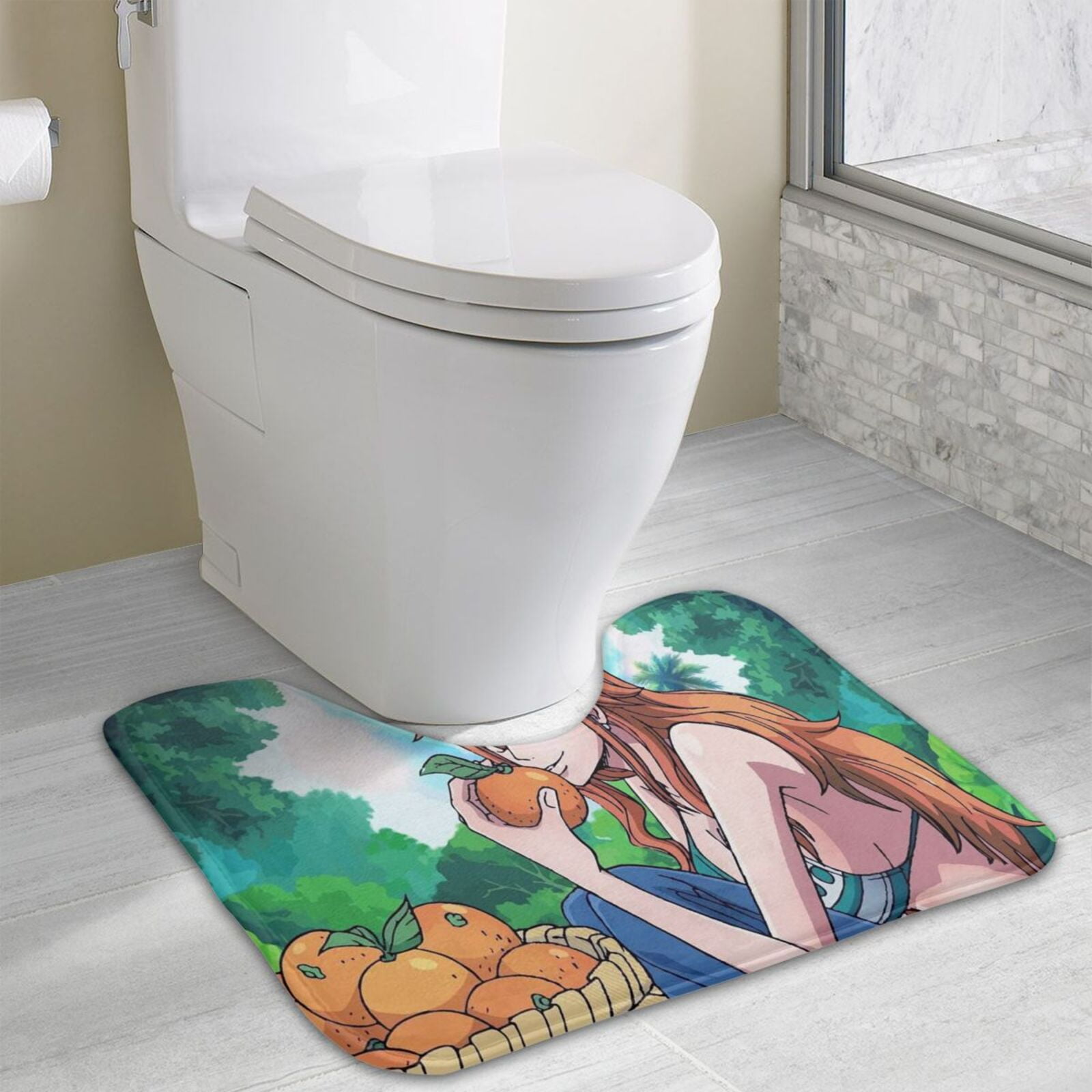 NEW Anime NAMI One Piece WC Bedroom Bathmat Rug Toilet Floor Carpet Non-slip 