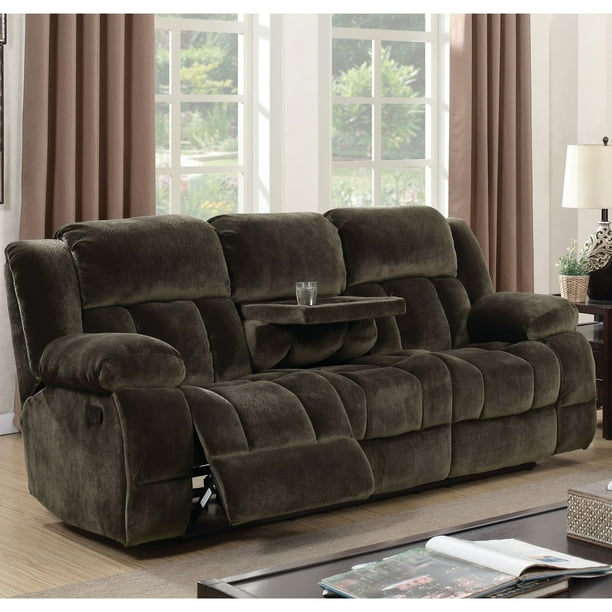 Furniture of America Ric Transitional Brown Fabric Reclining Sofa - Walmart.com - Walmart.com