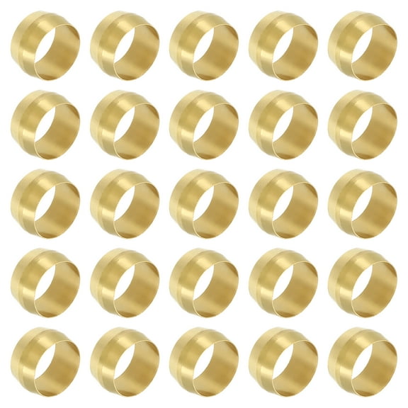 Uxcell 50Pcs Brass Compression Sleeves Ferrules Brass Ferrule Fitting for 1/2 Inch OD Tube