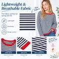 thumbnail image 3 of SHEWIN Womens Cotton Sweater Stripe Thin Knit Pullover Tops Lightweight Long Sleeve Shirts Dark Grey M, 3 of 6
