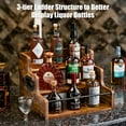 thumbnail image 4 of KLM Liquor Bottle Display Shelf, Coffee Syrup Rack Organizer, 3 Step Countertop Liquor Wine Rack, Mini bar,Liquor Cabinet, Home Retro Bar Shelf Stand for Liquor Whiskey, Spirits, 4 of 7
