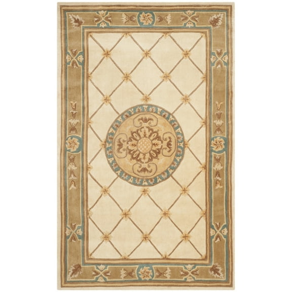 SAFAVIEH Naples Rothesay Oriental Wool Area Rug, Ivory/Caramel, 4' x 6'