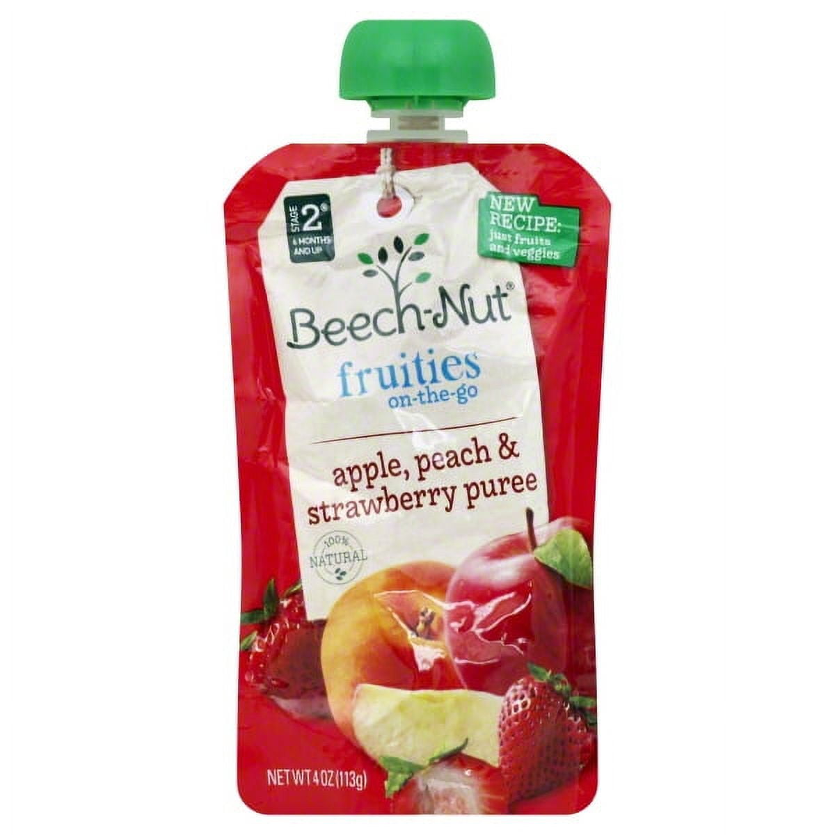 Beech-Nut Stage 5 Fruities On-The-Go Apple, Peach & Strawberry Puree Baby Food, 4 oz