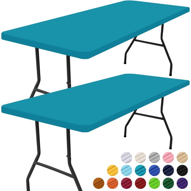 Rectangle Picnic Table Cloth Elastic Fitted Tablecloths for Foot Tables Washable Polyester Table Cover for Camping Indoor and Outdoor (Yellow &#;x&#;)