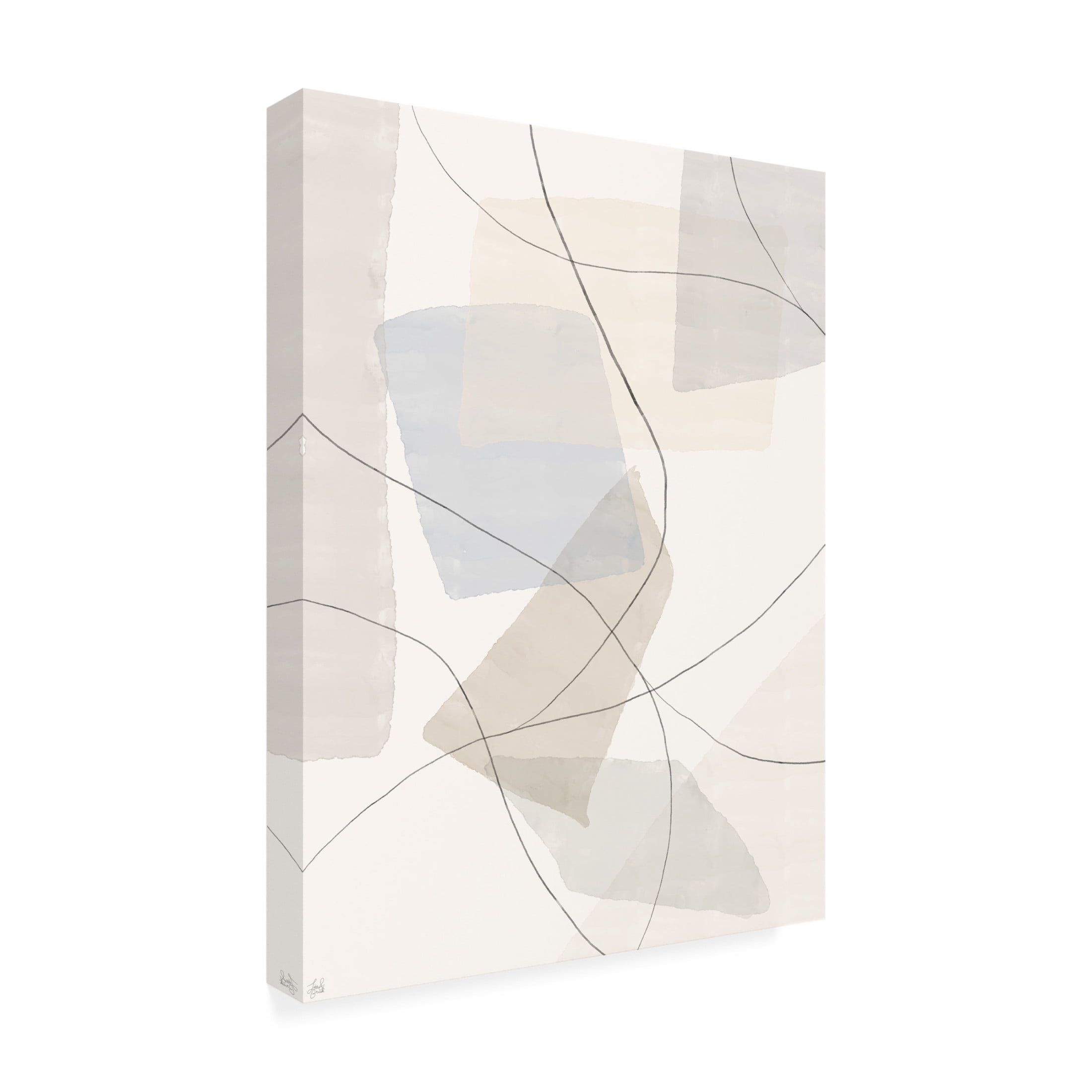 Canvas Wall Art - Line and Brush 'Blocks & Lines 1' Wall Art for Living Room, Bedroom, or Office Décor by Trademark Fine Art - 18 x 24 Inches