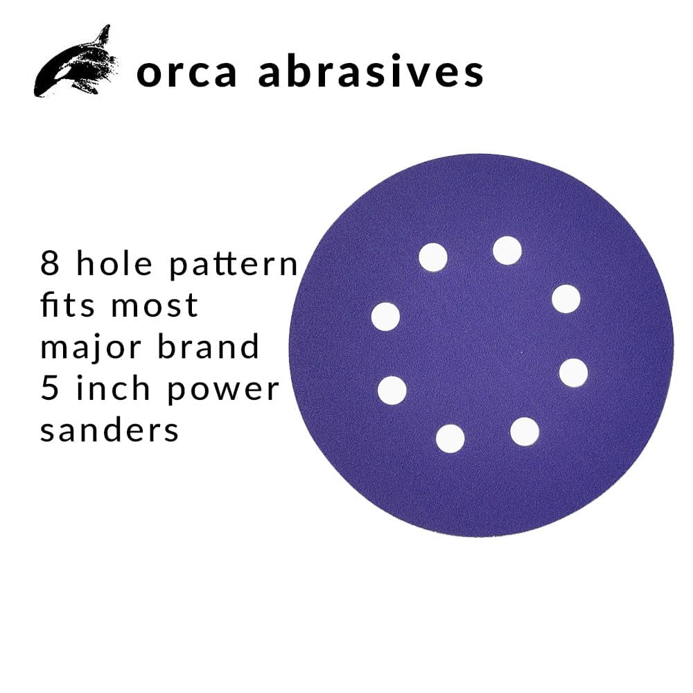 FRKSMD-Ultra Durable Ceramic Sanding Discs, 5 inches 8-Holes, Heavy-Duty Hook & Loop Film Discs for Random Orbital Sanders (400, 25)