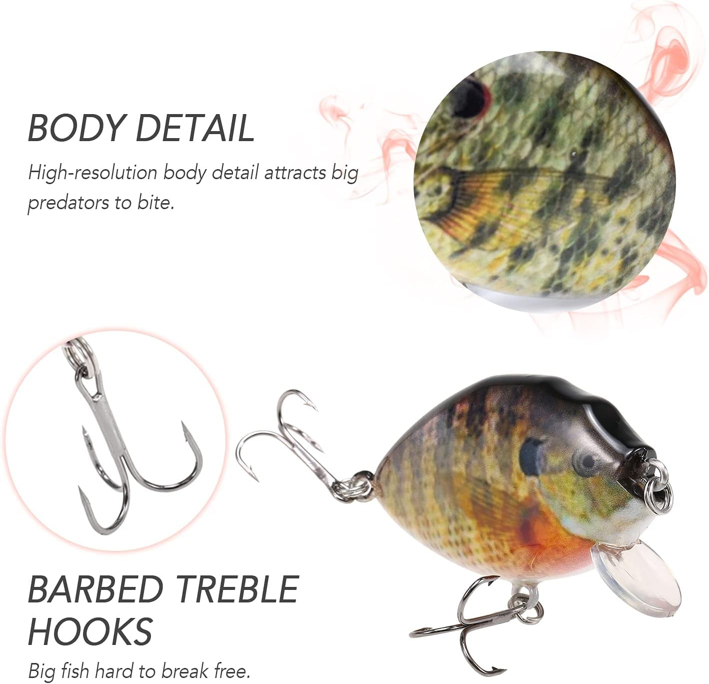 wobbler Fishing Lure, 5PCS Lures 6cm 15g Mini Wobbler Lure Artificial Hard Bait Crankbait with Tackle Box for Fish Bass - 5pcs
