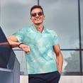 thumbnail image 6 of Balery Blue Marble Printed Men’s Short Sleeve Polo Shirt, Midweight Men's Shirt,Golf Polo shirts -XX-Large, 6 of 8