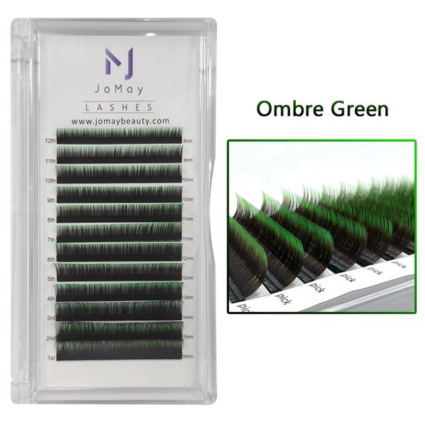 Jomay Ombre Pestañas de colores Extensión individual Faux Mink Lashes Clásico Rojo Verde Marrón Azul Púrpura Pestañas Suministros profesionales hola suerte unisex