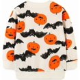 thumbnail image 2 of Bellafa Boys Girls Pumpkin Face Sweatshirt Long SLeeve Kids Halloween Tops for 2-7T Toddler Crewneck Pullover Sports Shirt Fall Winter Clothes, 2 of 8