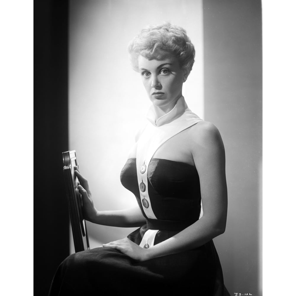 Jan Sterling Portrait in White Neck Strap Black Shoulder Dress with ...