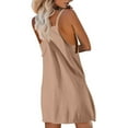 thumbnail image 3 of QATAINLAV Lightening Sales! Womens Summer Sleeveless Mini Dress Casual Button Crewneck Spaghetti Strap Sundress Solid Athletic Short Dress with Pockets Khaki L, 3 of 6