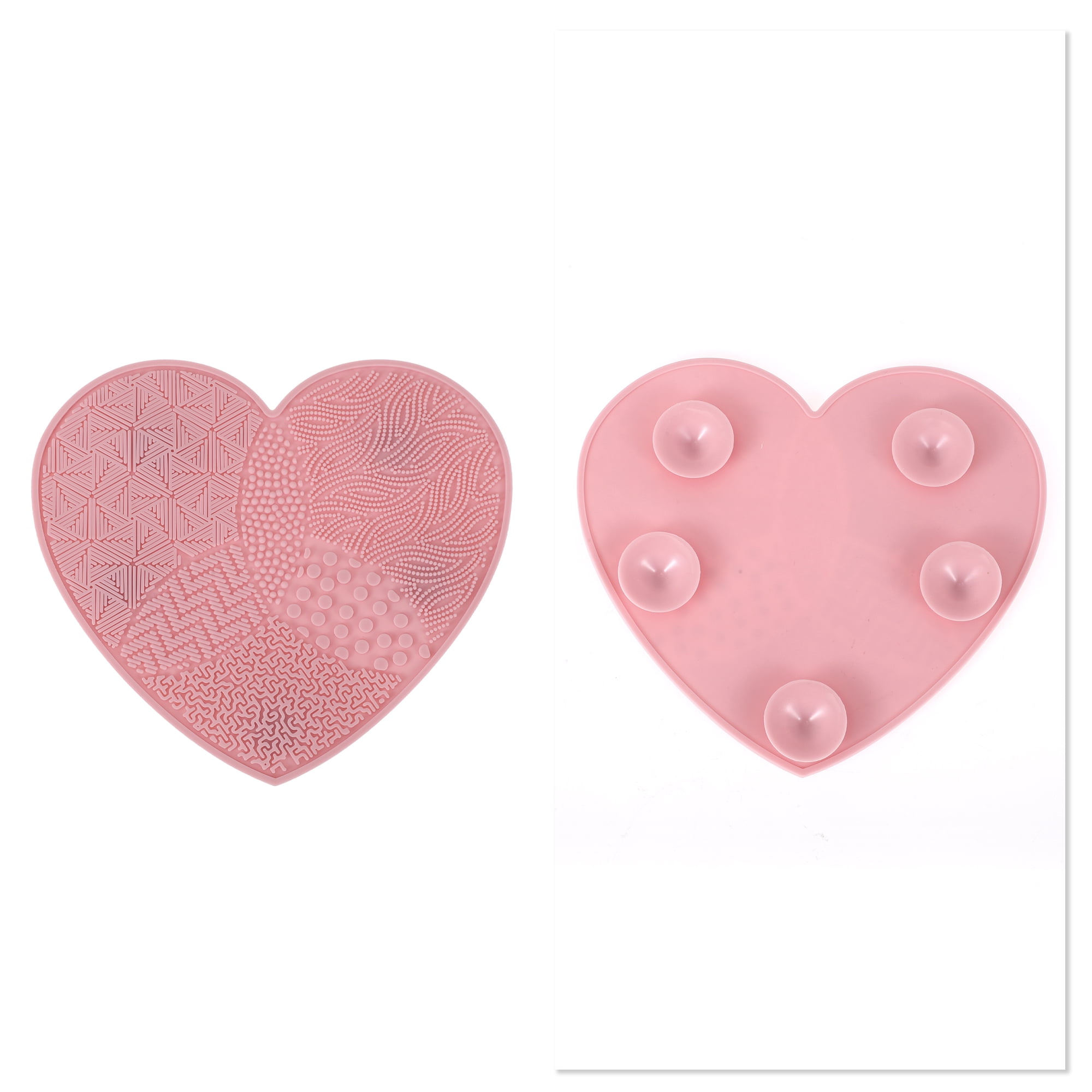 Unique Bargains Heart-shaped Makeup Sponge Brush Cleaner Pink