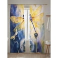 thumbnail image 5 of Spring Dragonfly Sheer Curtains 2 Panels Set Pastoral Dandelion Floral Lihgt Filtering Rod Pocket Voile Drape, Semi Sheer Window Curtains for Bedroom Living Room, 52"x96", 5 of 5