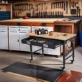 thumbnail image 3 of Bingirl 48x24 Inch Heavy Duty Adjustable Workbench with Rubberwood Top - 2000LB Capacity Mobile Garage Workstation with Drawers, 3 of 6