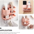 thumbnail image 6 of Storage Racks, Wall Mounted Pen Pencil Holder, Wall Shelf Floating Nail-Free Key Rack for Wall with 4 Hooks and A Floating Shelf for Office Art Supplies(Pink), 6 of 8