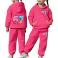 thumbnail image 3 of BUWTTED Girls Activewear Jogger Sets - 2 Piece 67 Print 6 7 Ice Cream Drip Graphic Pullover Hoodie Sweatshirt Sweatpants Sweatsuit Outfits ZB Hot Pink Sizes 6-7 Y, 3 of 8