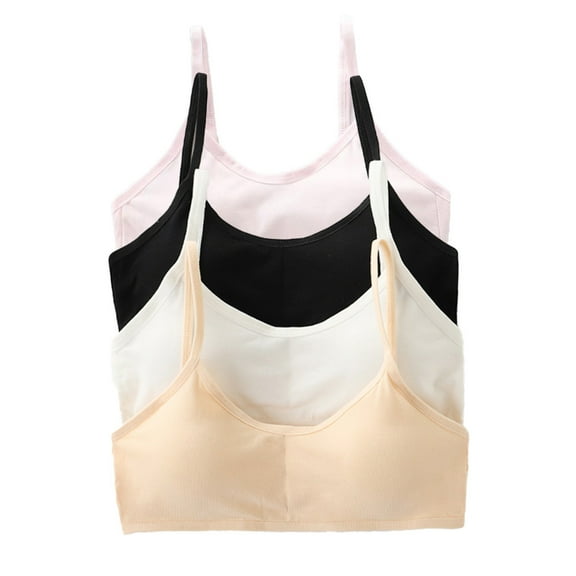 Girls Training Bra 10-15 Teen Student Girl Teens Bra Sports Bralette Cami Bra Wire Free Push Up Adjustable Straps Fixed Pads