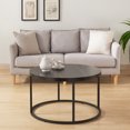 thumbnail image 4 of 31.5" Black Marble Round Coffee table, 1.4" Thick Top,  Modern Industrial Ottoman Style, Wood and Metal, Max. Weight 220 lbs., 4 of 7