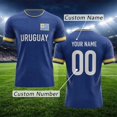 thumbnail image 2 of WAYUTE Men's Uruguay Soccer T-Shirt DIY Name Number Short Sleeve Crew Neck Tee with Patriotic Flag Sporty Casual Top for Fan Wear, 2 of 7