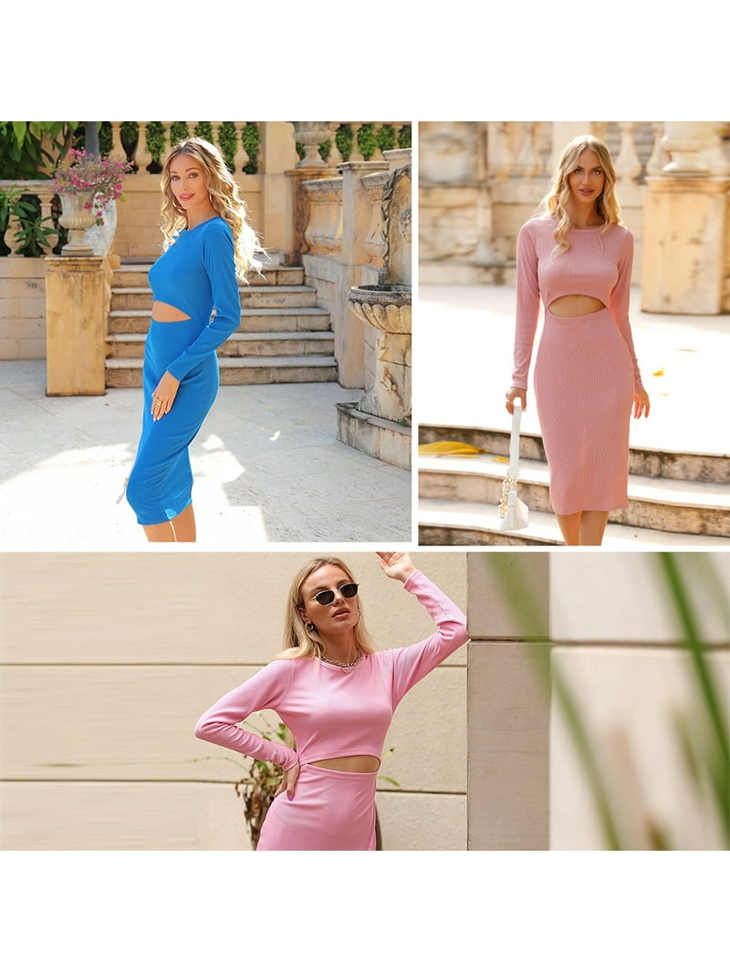 PRETTYGARDEN Women's Long Sleeve Midi Bodycon Dresses Casual Crewneck Cut Out Ribbed Knit Fitted Pencil Dress - Walmart.com PRETTYGARDEN Women's Long Sleeve Midi Bodycon Dresses Casual Crewneck Cut Out Ribbed Knit Fitted Pencil Dress - Walmart.com