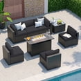 thumbnail image 3 of Clouddwell 8-Piece Patio Furniture Set With Fire Table On Sale, Black Rattan Wicker Outdoor Sectional Sofa Couch with Table Patio Conversation Set for Lawn& Backyard, Black, 3 of 7