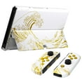 thumbnail image 3 of eXtremeRate Full Set Shell for Nintendo Switch OLED, Console Back Plate & Kickstand, NS Joycon Handheld Housing with Buttons for Nintendo Switch OLED ( The Great GOLDEN Wave Off Kanagawa - White ), 3 of 9