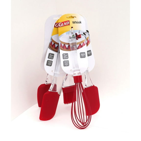 GLAD Silicone Egg Whisk in Red with Clear Handle