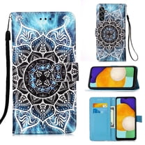 Galaxy A13 5G Wallet Case,Dteck Magnetic Pattern PU Leather Card Pocket Case Shockproof Rubber Kickstand Full Protective Cover for Samsung Galaxy A13 5G 6.5-inch,Black Flower