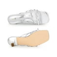 thumbnail image 4 of INSPIRE CHIC Women's Square Toe Strappy Strap Kitten Heels Slide Sandals Silver 6, 4 of 7