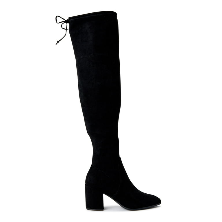 Tie back over deals knee block heeled boots