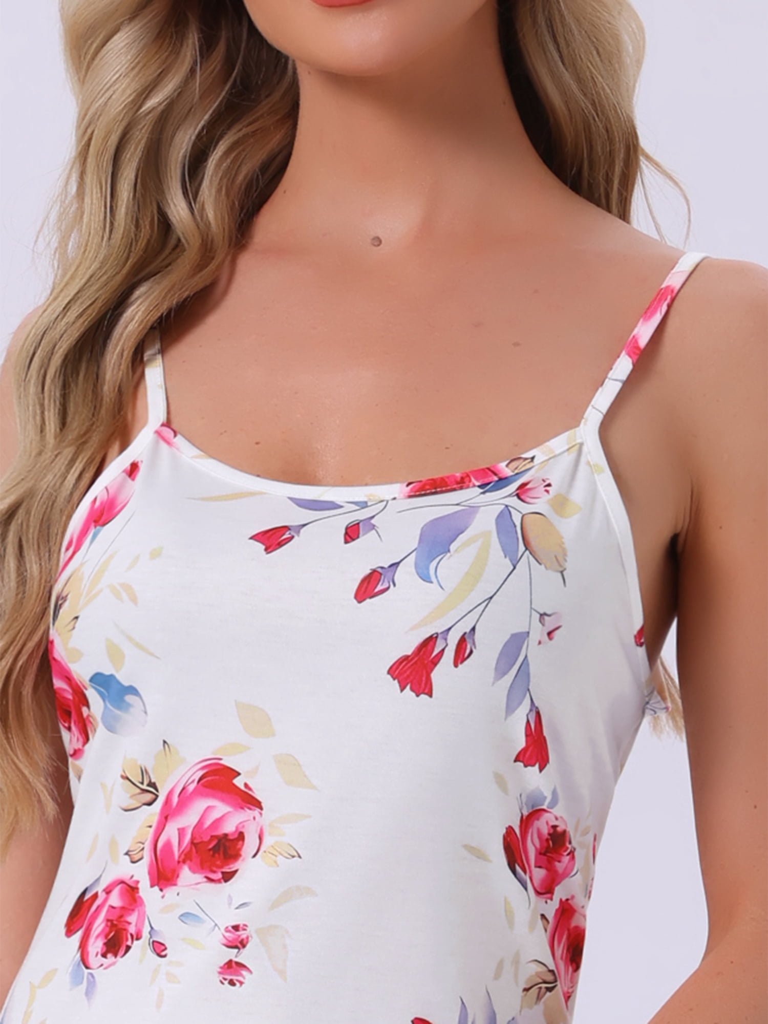 DARING DIVA Women's Spaghetti Strap Full Slip Midi Under Dress 2XL White Rose