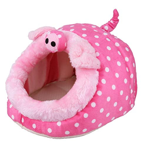 POPETPOP Guinea Pig Bed-Rat Hides,Mini Warm Sleep Pet Cushion Pad Bed Pink Pig Design Cage for Mouse,Hamster,Chinchilla,Sugar Glider,Syrian Hamster,Ferret-Small