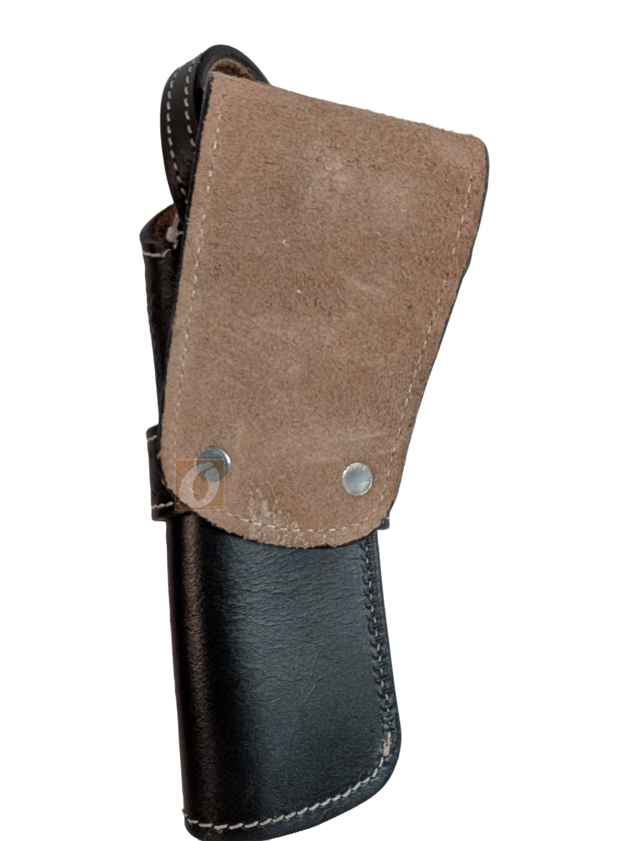 Leather Holster Long Barrel Western Gun Cover Pin Wheel Tooled Black Color - Right Handed