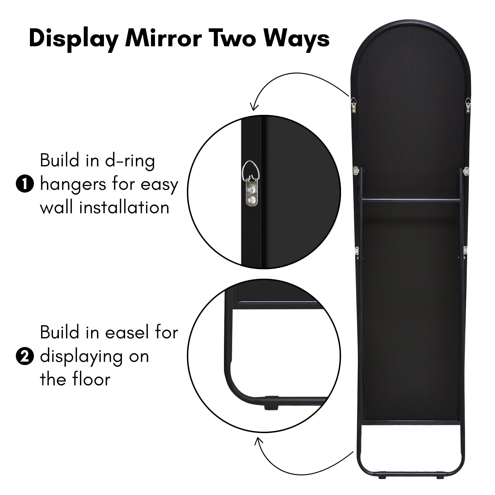 Americanflat - 15x59 Black Framed Curved Arched Mirror for Bedroom Living Room Bathroom
