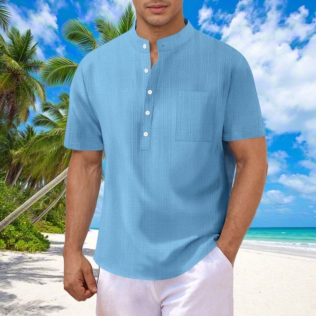 pstuiky Camisas de manga corta para hombre, Camisa informal de manga corta con botones y ventilación para hombre camisas casuales para hombre l