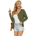 thumbnail image 2 of Women's Lightweight Cardigan Sweater Long Sleeve Crewneck Button Down Knit Cardigan(Green 2XL), 2 of 6