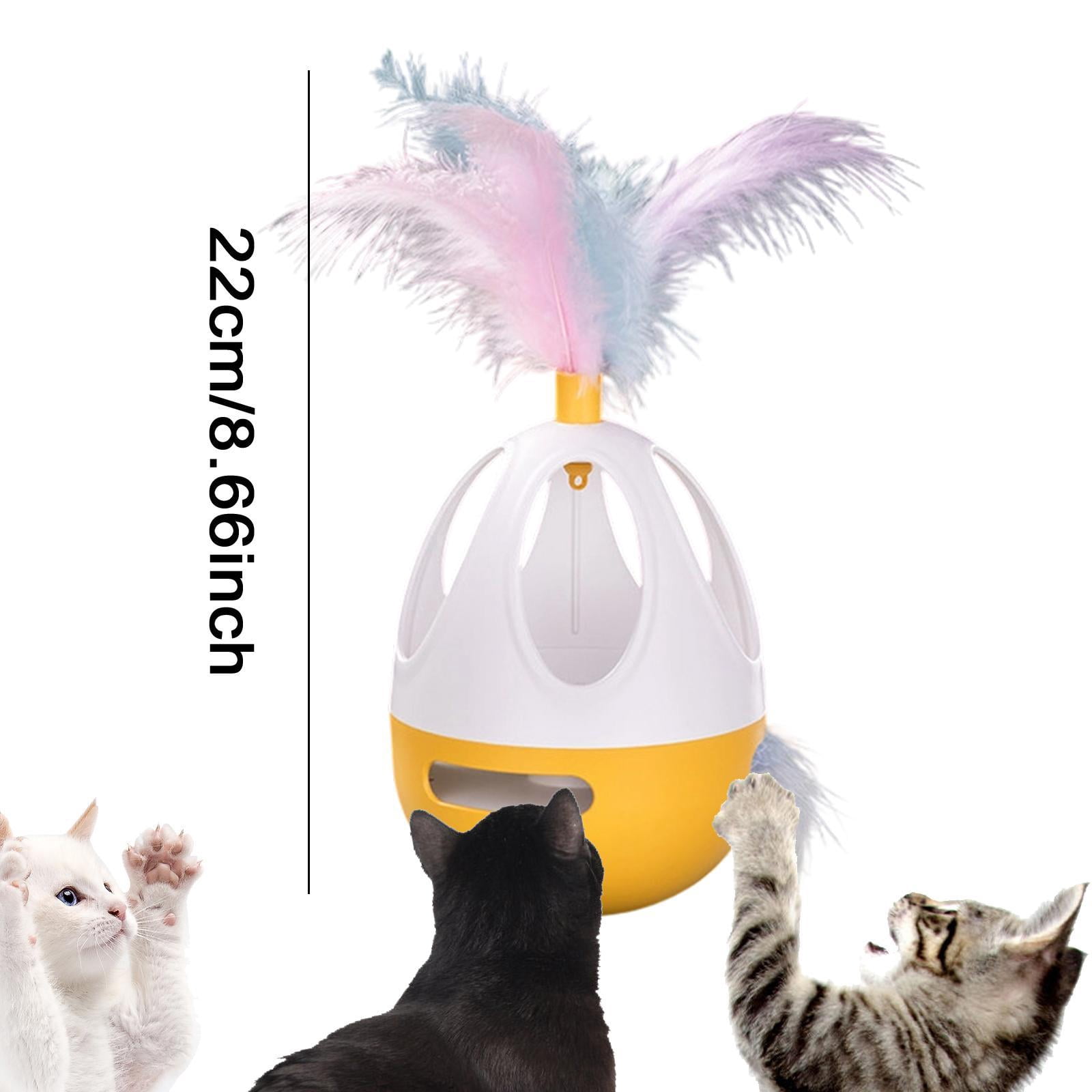 Serenable Cat Exercise Tumbler Interactive Ball Feather Teaser Toy for All Cats Breeds Orange