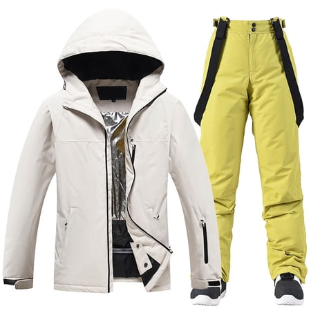 CONZONE Mens Ski Suits Casual Men s Snowboarding Set Solid Color Windproof Jacket Pants Thick Skiing Suit for Men Warm Thermal Winter Snowsuits