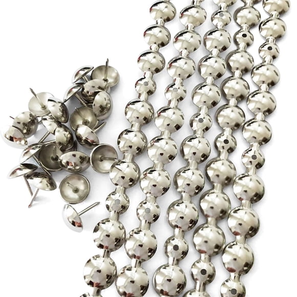 Let's Decorate Bandes Décoratives pour Ongles 10 Mètres D16mm Plaquées Nickel, Taches de Canapé Rembourrées, Taches de Détente Assorties (M:16mm Nickel)