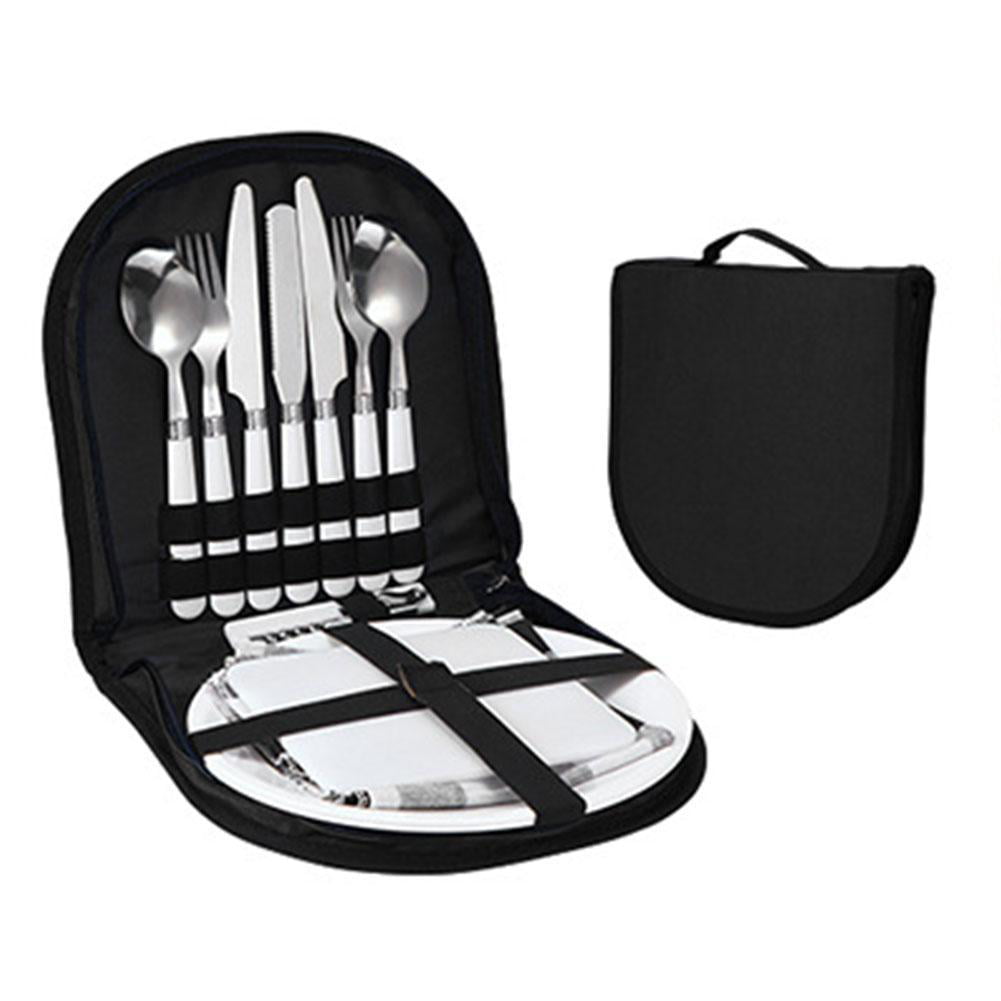 8 Pcs/set Outdoor Cookware Set With Knife Utensil Spoon Portable Picnic Kitchen  Utensils Tableware Storage Handbag - AliExpress