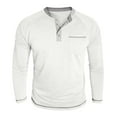 thumbnail image 5 of KHONTS Men's Henley Shirts Long Sleeve Casual T Shirts Basic Classic Vintage Cotton Tee Shirts Button Shirts with Pockets White XL, 5 of 7