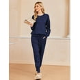 thumbnail image 3 of Ekouaer Women's 2 Piece Lounge Set Long Sleeve Knit Pajamas Sweatsuit Jogger Pant Outfits With Pockets, 3 of 6