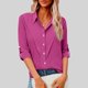 thumbnail image 2 of Camisas de Manga Larga para las Mujeres Blusa de Túnica de Imitación de Botón de Solapa de Ajuste Suelto con Tela Suave, Top de Verano Transpirable para Uso Diario Informal, 2 of 7