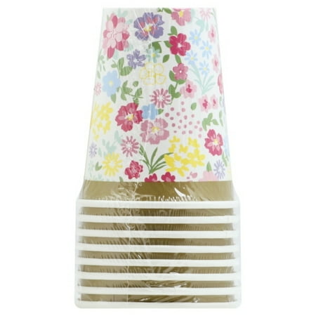 Creative Converting Floral Tea Party Hot/Cold Paper Cups 9 Oz., 8 ct