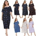 thumbnail image 6 of Baywell Women's Plus Size Nightgown Sleepwear Short Sleeve House Dress Vintage Lace Square Neck Plus Size Mumu Dress Soft Long Sleepdress Loose Lounge Dress XL-5XL, 6 of 6